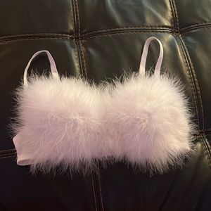 Fuzzy white bra